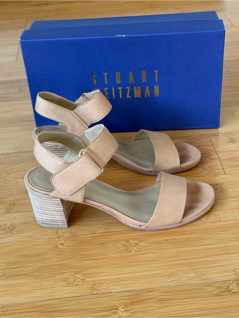 Stuart Weitzman Pecan Comfy Calf Suede Block Heel Sandals